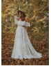 Off Shoulder Ivory Eyelash Lace Ruffled Wedding Dress